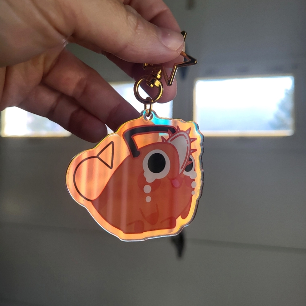 Chainsaw Man Pochita Art Holographic Keychain